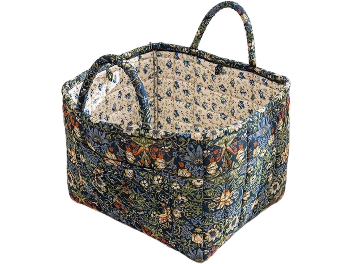 Organizador Feito de Tecido Tingido, Cesto Flores Dobrável, Elegante Recipiente Decorativo com Alças CHABERLU