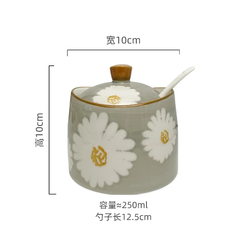 (cinza Claro) 1 Pote De Cerâmica Para Temperos, Pote Para Óleo De Pimenta, Recipiente Para Temperos De Cozinha
