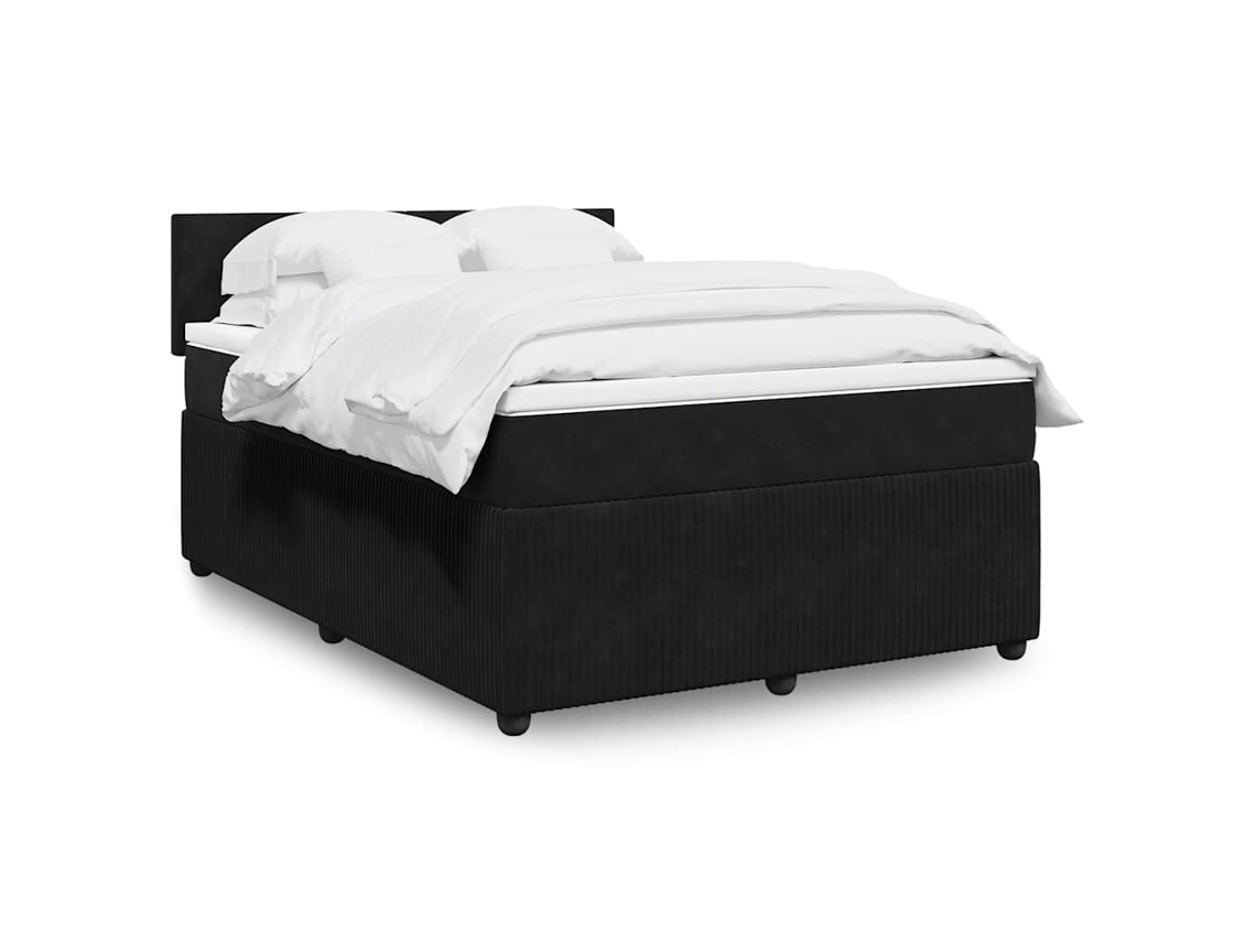 Vidaxl Cama Com Molas/colchão 140x190 Cm Veludo Preto