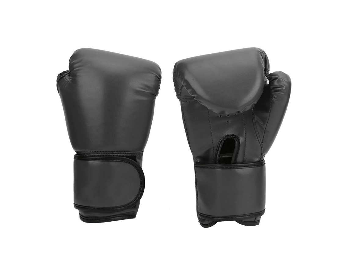 Luvas de boxe LINJOU, couro PU, respiráveis, para treinamento, sparring, saco de pancada, preto