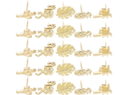 Tachinas compactas em metal dourado, design criativo e multifuncional, pacote com 30 unidades, ideais para mesa e escritório.