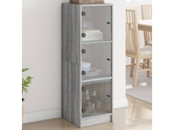 Vidaxl Aparador Alto C/ Portas De Vidro 35x37x109 Cm Cinzento Sonoma
