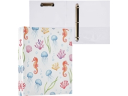 Pasta de 3 Argolas para Papel Tamanho Carta , com um Design Fofo Cavalo marinho Redondo e Supo (27,9 X 21,6 Cm)