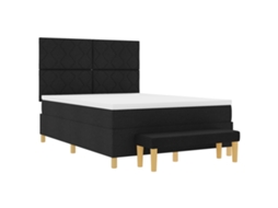 Cama Bospring Com Colchão E Banco Preta Tecido Vidaxl Preto Fabric (140x200 Cm)