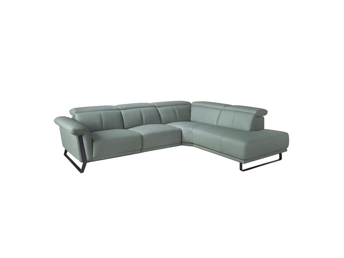 Sofá Chaise Longue Relax À Direita Em Pele Verde Turquesa Angel Cerdá