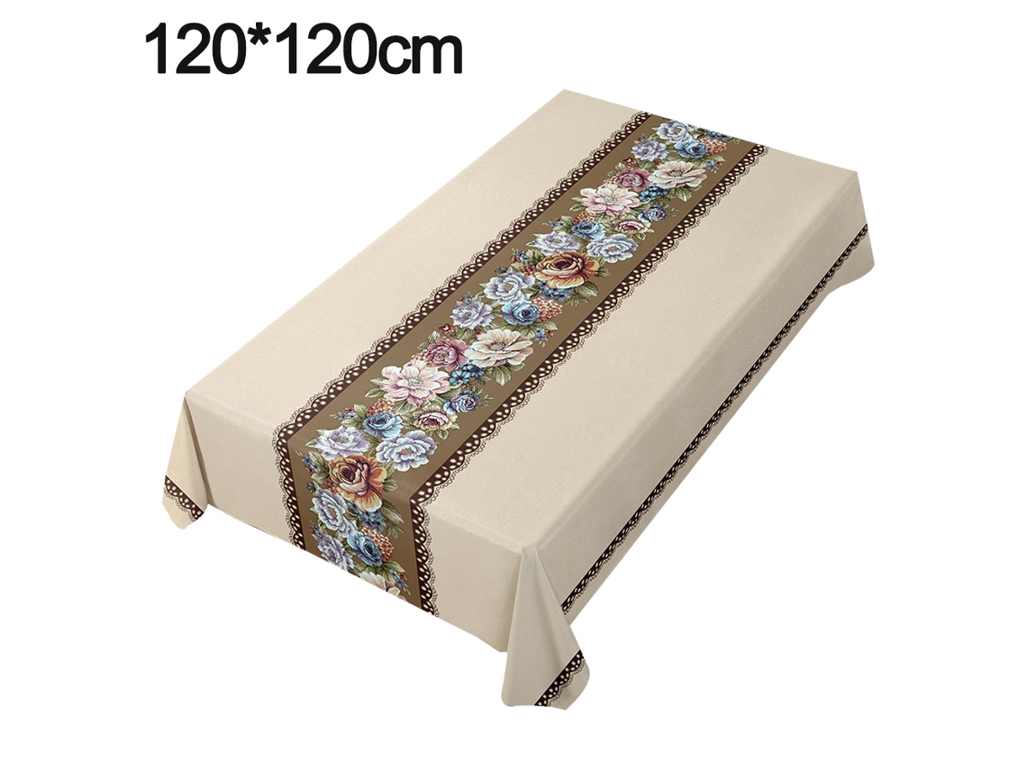 Toalhas de Mesa de Vinil À Prova D'Água Toalha de Mesa de Plástico Retrô Resistente À Prova de Óleo e Derramamento para Primavera 120 X 120 Cm
