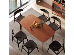 Mesa De Jantar Em Estilo Campestre Com Superfície Laqueada Em Madeira 150x80cm Cor Marrom Mega Echo Trade Shop