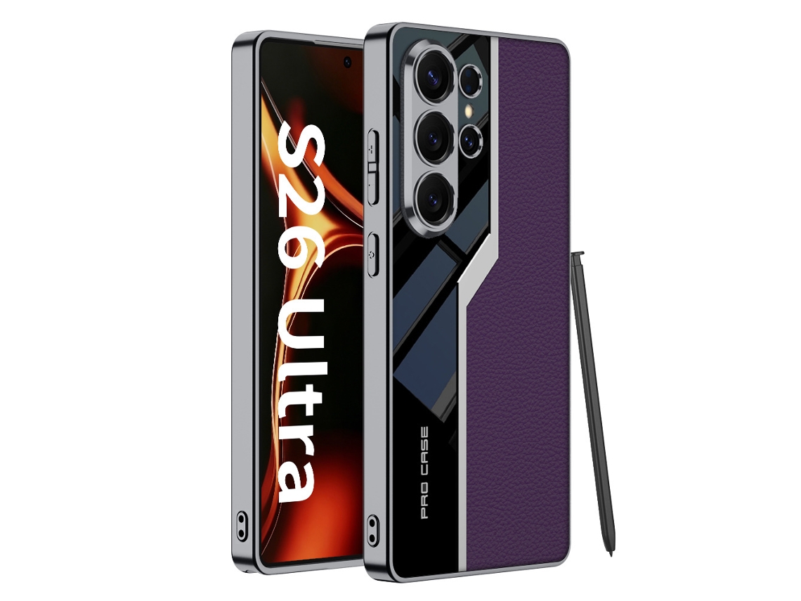 Capa Hexinyigjly Para Samsung S26 Ultra, Estrutura Tpu E Pele Pu, Fina, Antichoque Roxo
