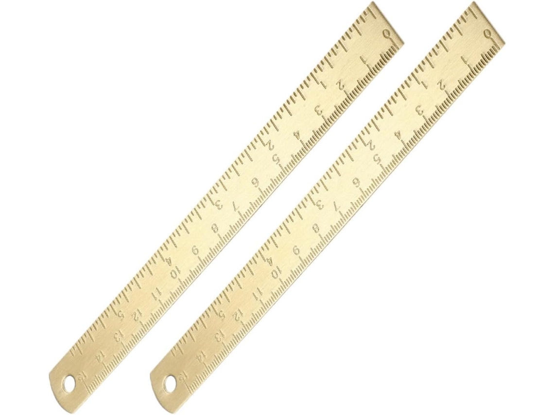 Conjunto Escolar Vicasky Com 2 Réguas Vintage Em Latão Dourado, Régua