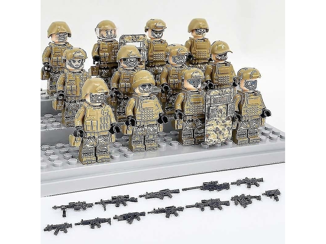 Lurelia Conjunto De 12 Figuras Militares Camufladas Com Base E Acessórios, Mini Soldados
