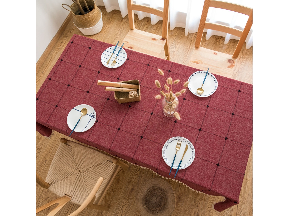 Lurelia Toalha De Mesa Algodão Linho Juta Cinza Vermelho Verde 140 Cm