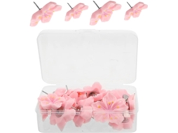 Tachinhas Decorativas De Resina Com Estampa Flor Rosa, 30 Unidades,