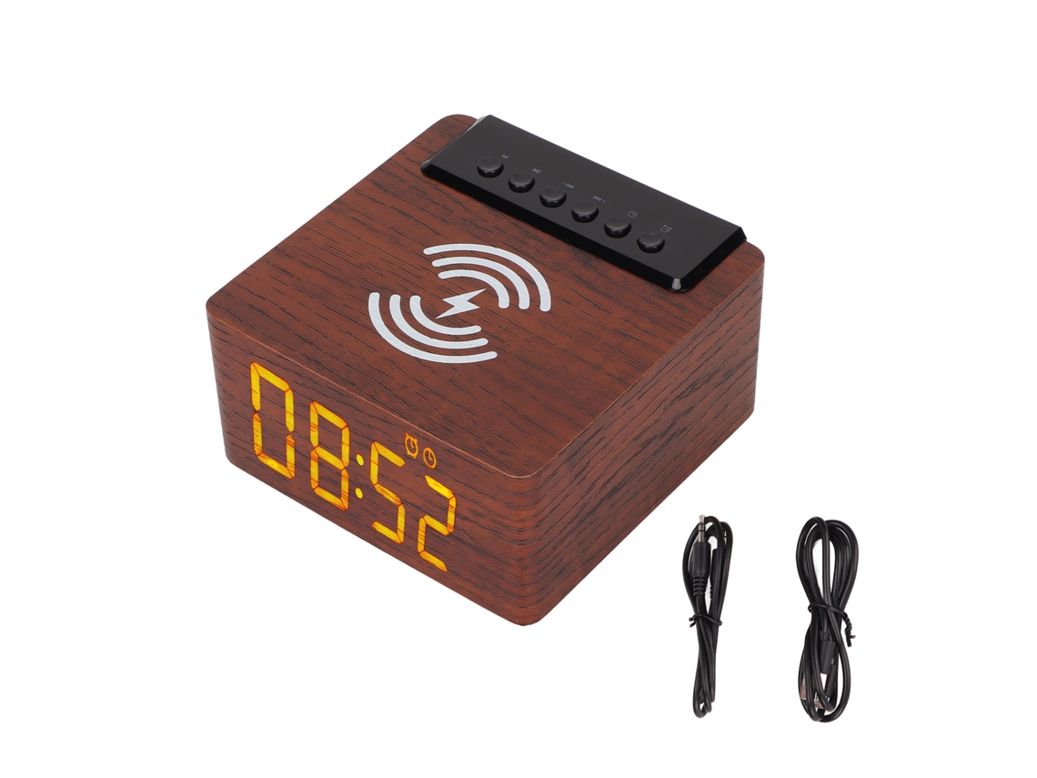 Relógio de Alarme de Madeira LAXISCREED com Bluetooth
