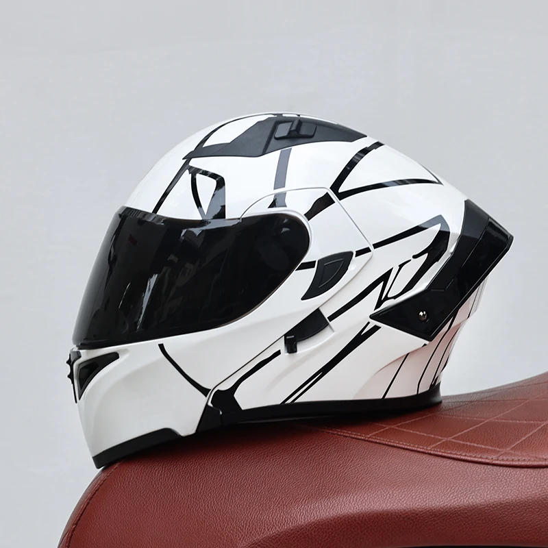 (g) Capacete Modular Unissex Com Lente Dupla, Certificado Dot, Material Abs