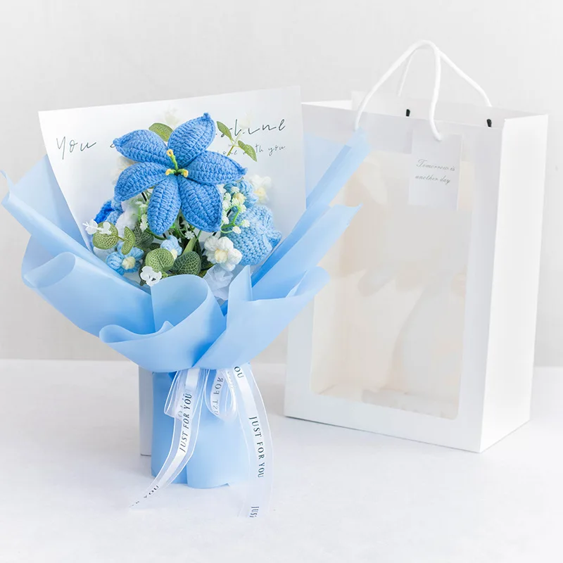 Bolsa De Mão Criativa Com Buquê De Rosas Artificiais De Crochê, Presente Para O Dia Dos Namorados