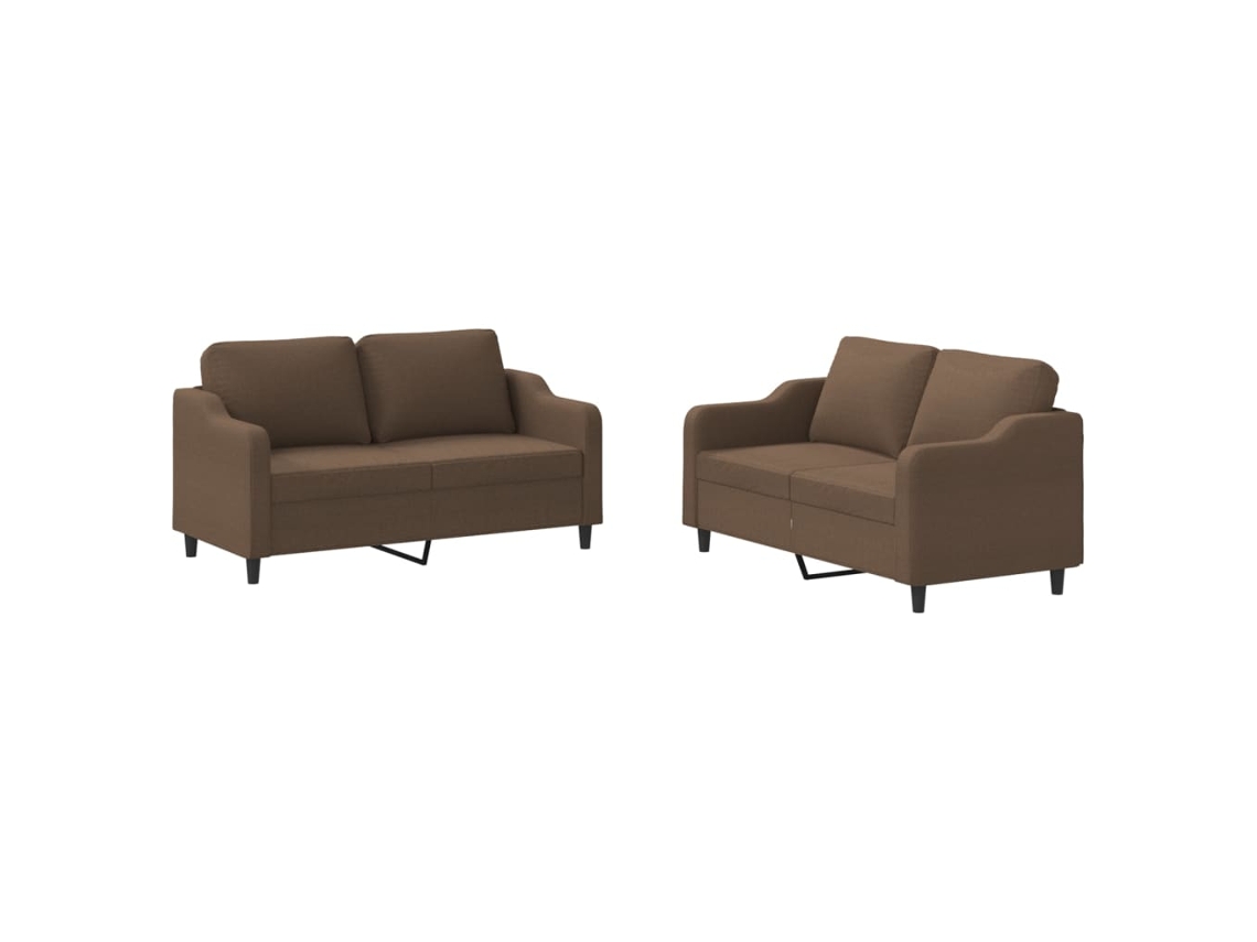 Conjunto de Sofás com Almofadões 2 Pcs Tecido Castanho MAISON EXCLUSIVE