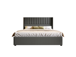 Cama Estofada 140x200 Cm Com Arrumação Elevatória, Linho Cinzento