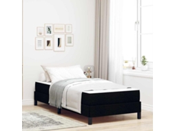Vidaxl Cama Box com Colchão Preto 90 X 200 Cm Tecido