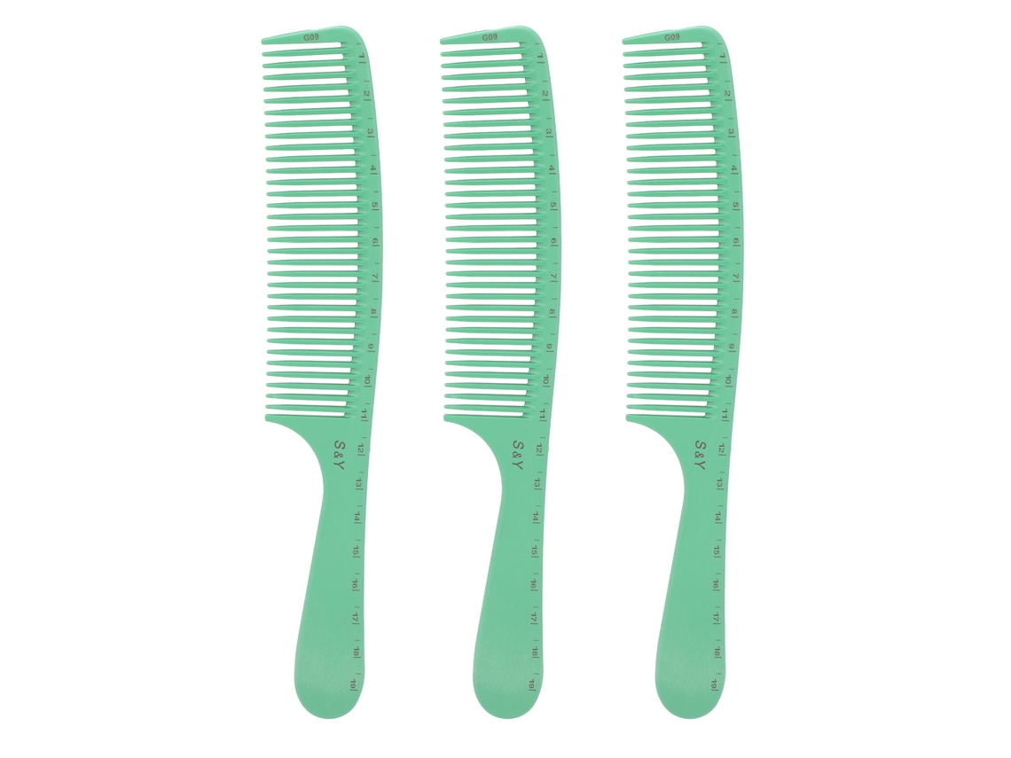 3 Peças Pente Desembaraçador Anti-estático Dentes Largos Com Cabo Redondo Para Homens E Mulheres