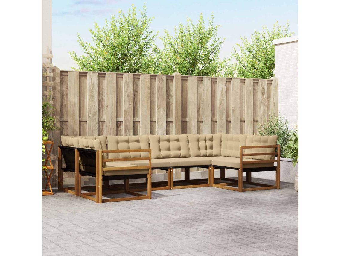 Vidaxl Conjunto De Sofás Para Exterior 6 Unid. Natural E Bege