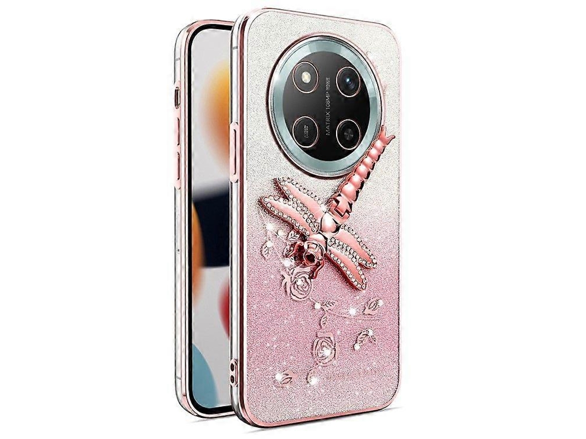 Capa Para Honor Magic7 Lite 5g/ X9c 5g Com Suporte Para Libélula Em Tpu Com Flores E Glitter