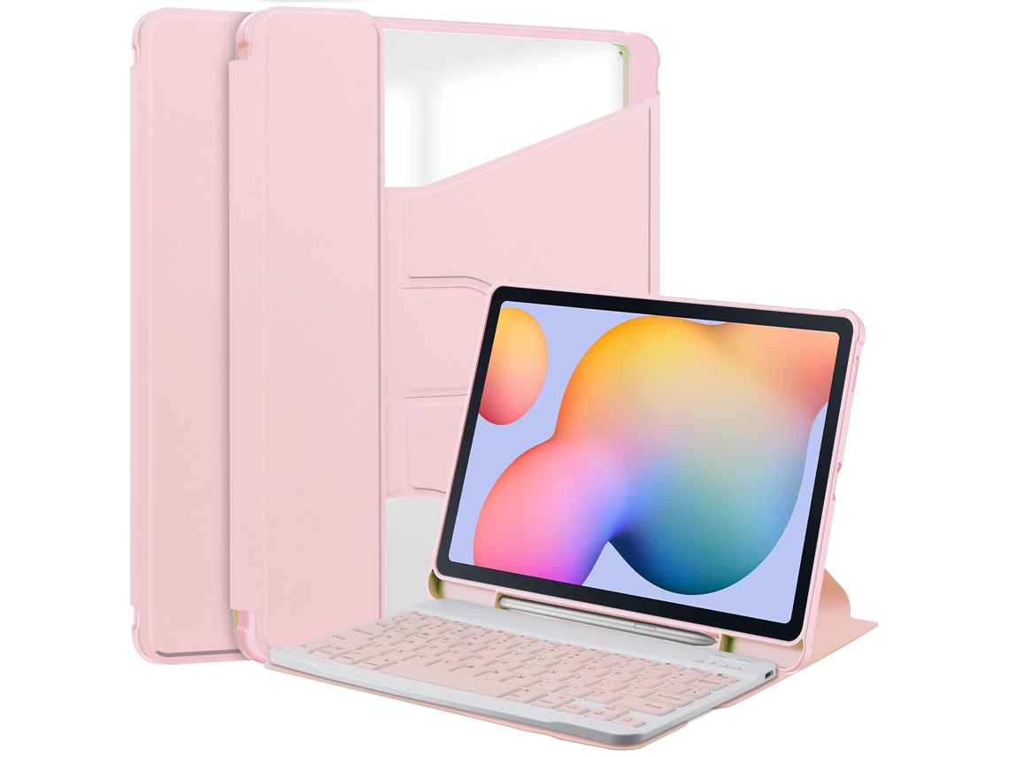 Capa com teclado Bluetooth para Samsung Galaxy Tab S9 Fe 11 polegadas, rosa Gertiz