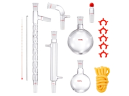 Kit de Destilação Laboratório, Vidro Laboratório 3,3 Boro com 24 e 40 Compostos, Conjunto Equipamentos Óleos Essenciais 1000 Ml, 14 Peças