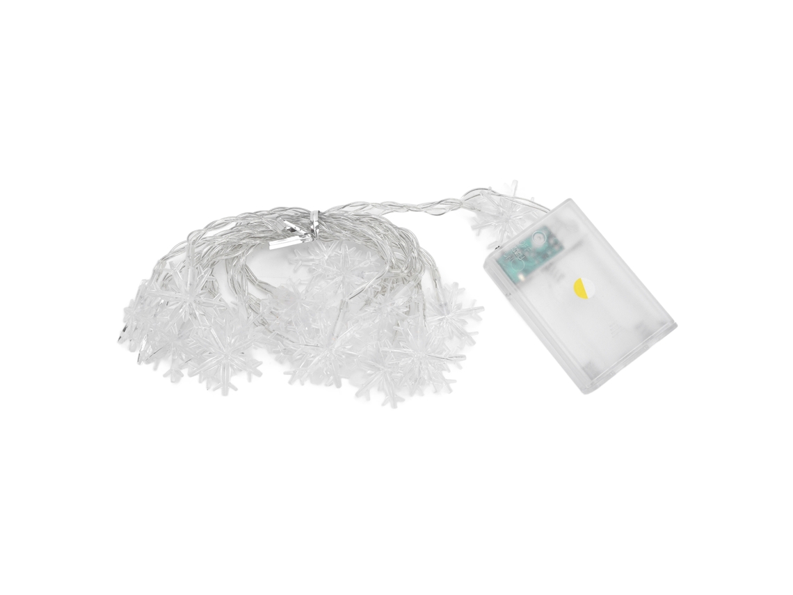 Corda de Luzes de Floco de Neve Led 20 Led Bateria para Natal e Festas