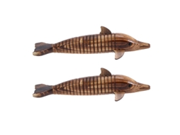 2pcs Modelo De Golfinho De Madeira Allinless
