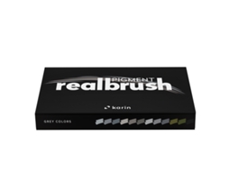 Conjunto De Marcadores Karin Realbrush Com Pigmento Cinza 12 Canetas Pincel