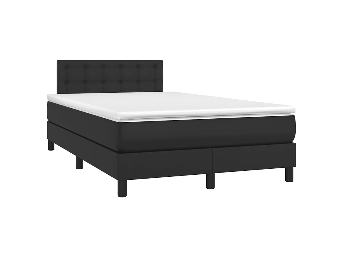 Vidaxl Cama Box Spring Colchão E Led 120x190 Cm Couro Artificial Preto