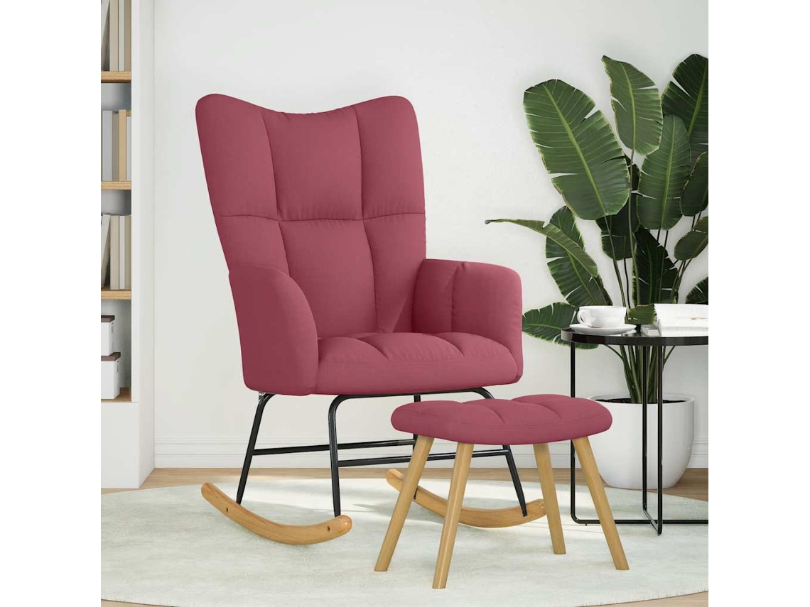 Maison Exclusive - Cadeira De Baloiço Com Apoio De Pés Tecido Vermelho Tinto