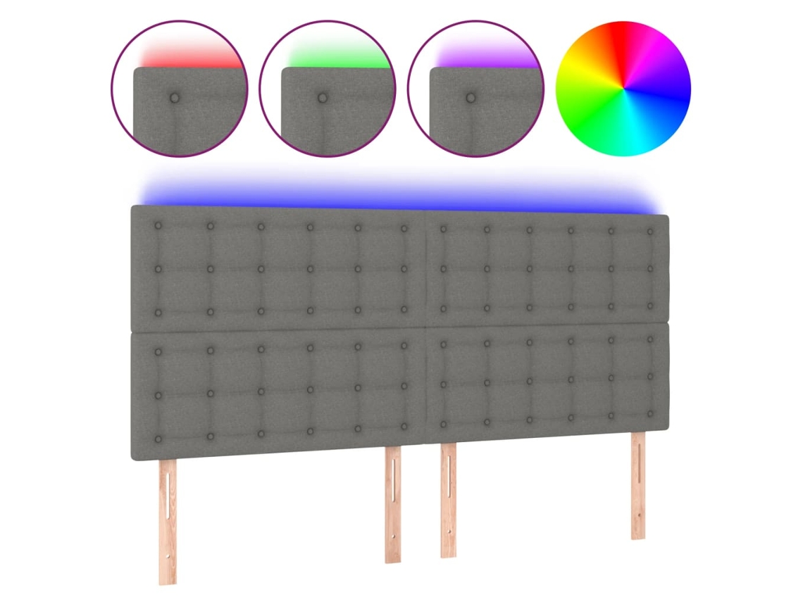 Led Headboard, Led Headboards Vidaxl Cinzeto Tecido (200 X 5 X 118/128 Cm)