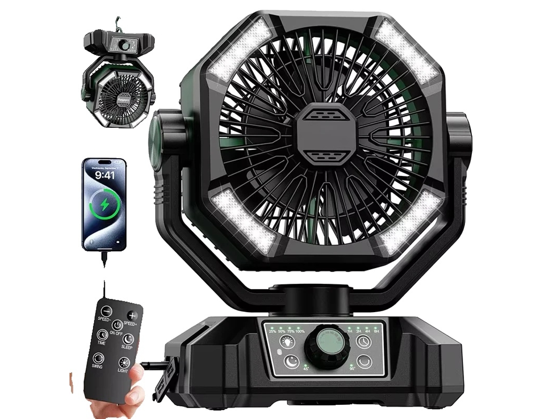 Ventilador De Camping, Bateria De 20000mah, Controle Remoto, 20000mah Verde