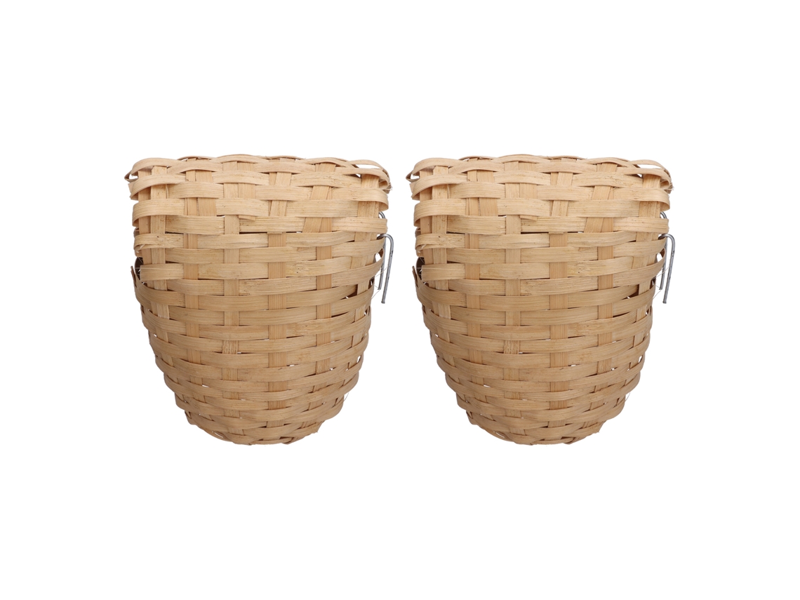 2 Ninhos de Bambu Natural com Gancho para Jardim ao Ar Livre