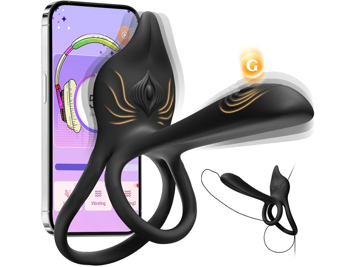 Anel Peniano Vibratório – Anel Duplo Com Vibrador Clitoriano E De Ponto G, 10 Modos (preto)