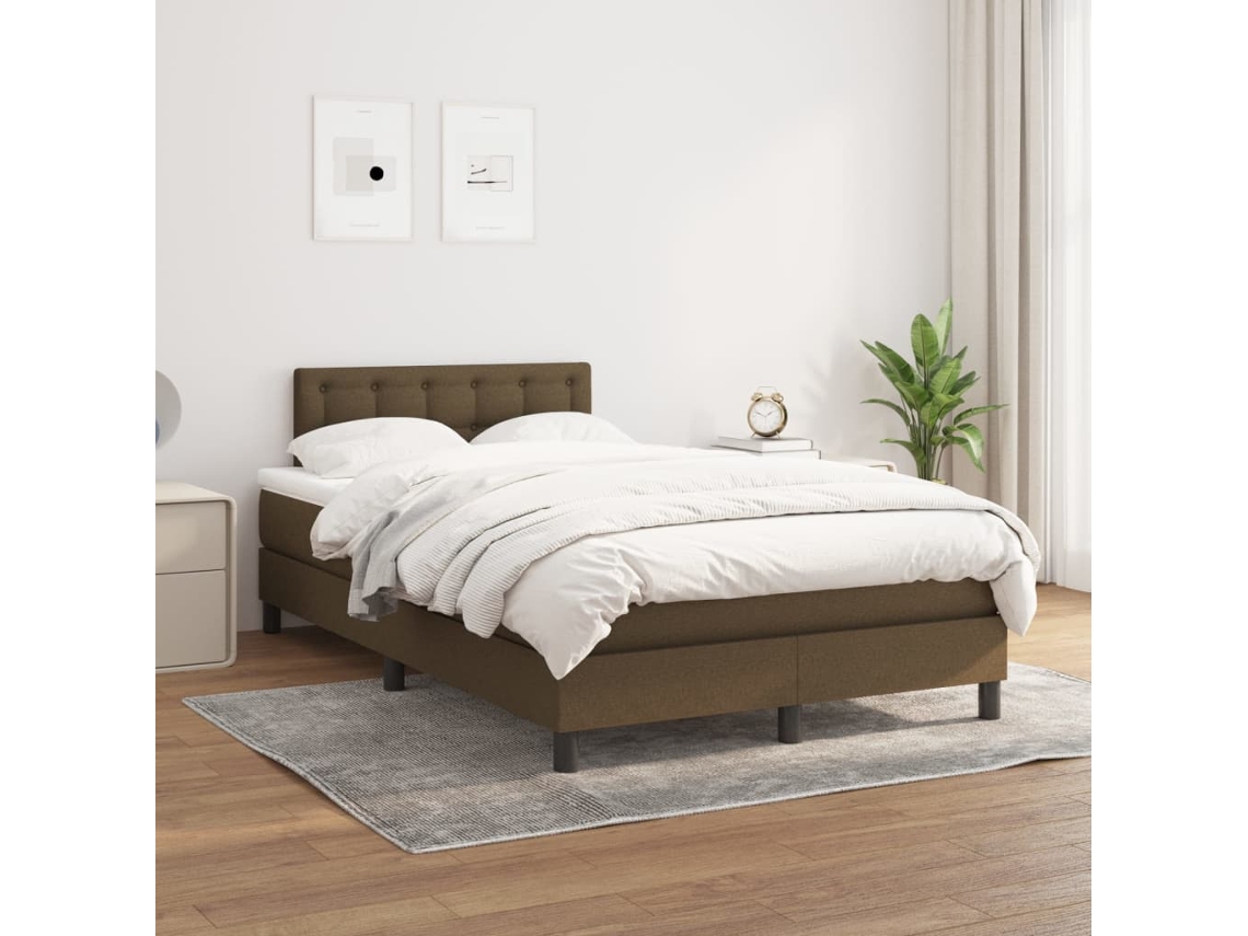 SYFAX™ Cama com Molas/colchão 120x200 Cm Tecido Castanho escuro
