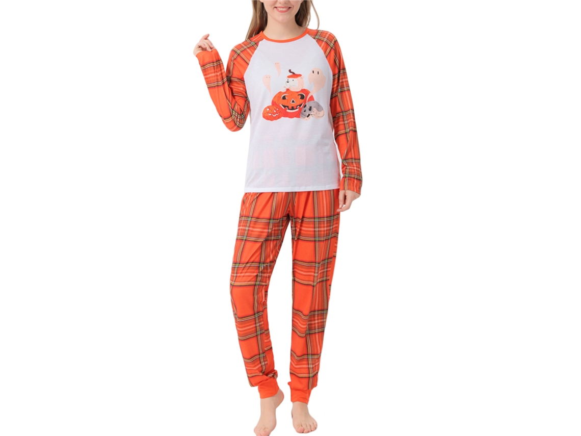 Pijama Halloween Laxiscreed Com Estampa De Abóbora Para Mulheres S, Conjunto Confortável De Família
