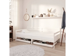 Vidaxl Sofá-cama Com Gavetas 90x200 Cm Pinho Maciço Branco