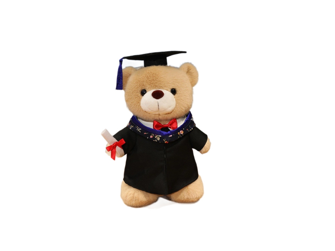 Urso de Pelúcia de Formatura Doutorado Presente para Crianças, Enfermeiro e Médico Beca com Gola Dourada CHABERLU