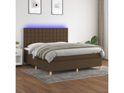Vidaxl Cama Box Spring C/ Colchão/led 180x200cm Tecido Castanho-escuro
