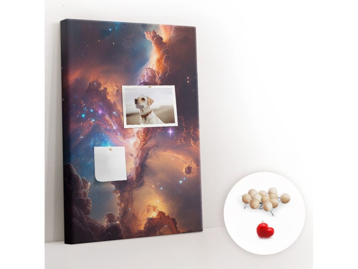 Quadro De Cortiça Com Impressão Galáxia Cosmos Para A Sala De Estar Espelharte (40x60 Cm)