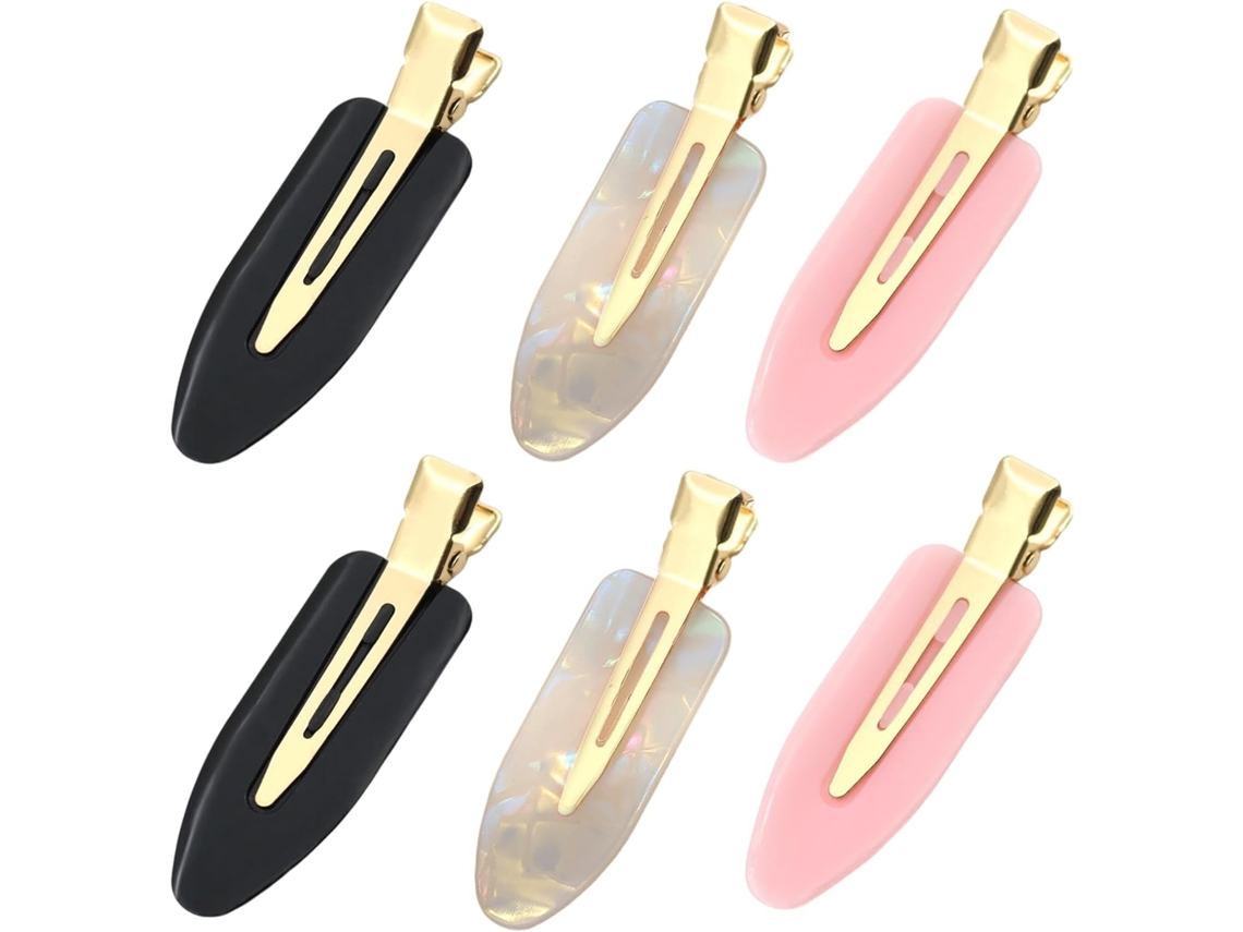 Presilhas de cabelo, 6 presilhas, presilhas sem vinco para mulheres, presilhas planas para franja e penteados, acessórios com cabo dourado