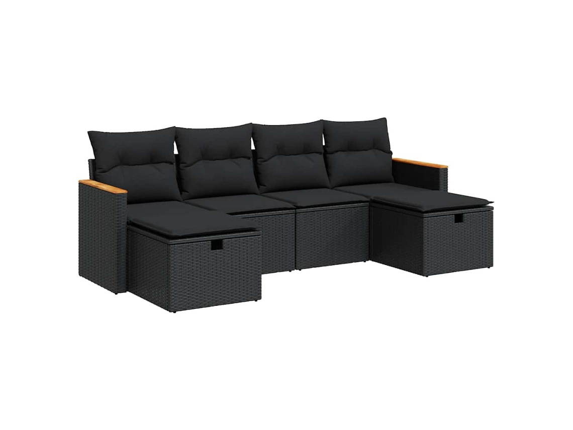 Garden Sofa Set, Garden Sofa Sets Vidaxl Preto Rattan / Vime (n/a)