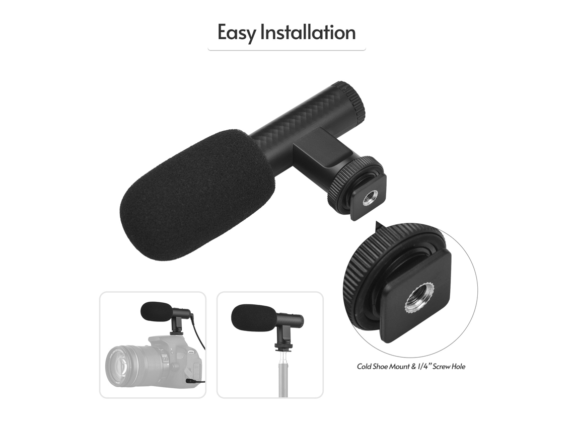 2026 micrófono Estéreo para Câmera Dslr, Filmadora e Vídeo Micrófono Mini On Camera