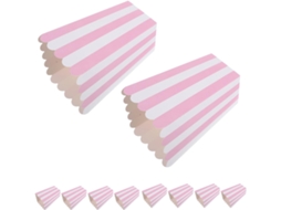 Caixas De Papel Listradas Rosa Para Lanches, 24 Caixinhas De Pipoca, Ideais Para Festas Infantis E Passeios Noturnos