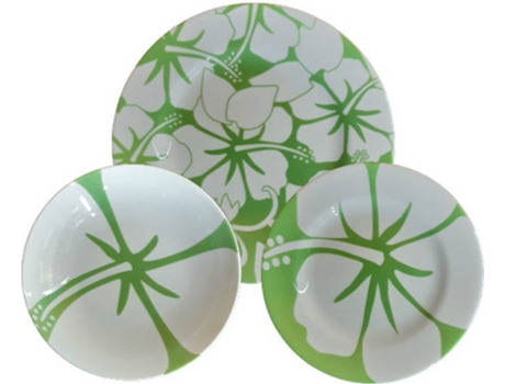 Serviço de Jantar STUDIO NOVA Aloha (18 Peças - Porcelana - Branco e Verde)