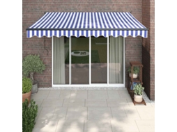 Vidaxl Toldo Retrátil 3x2,5 M Tecido E Alumínio Azul E Branco