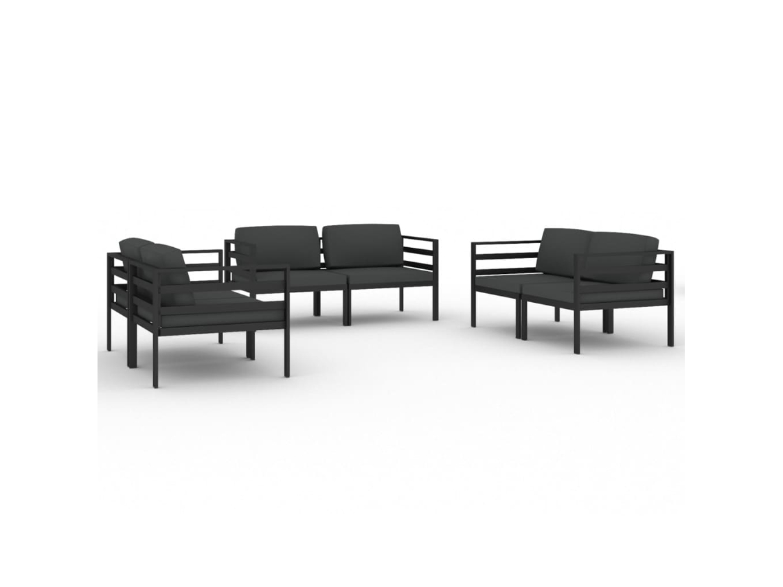 Conjunto de 6 Pcs Lounge Jardim com Almofadões Alumínio Antracite MAISON EXCLUSIVE