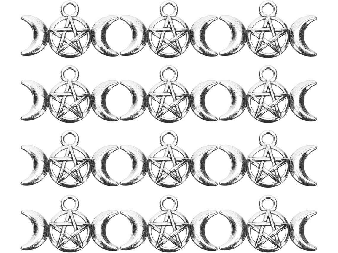 Conjunto De 80 Pingentes De Lua E Pentagrama Para Artesanato